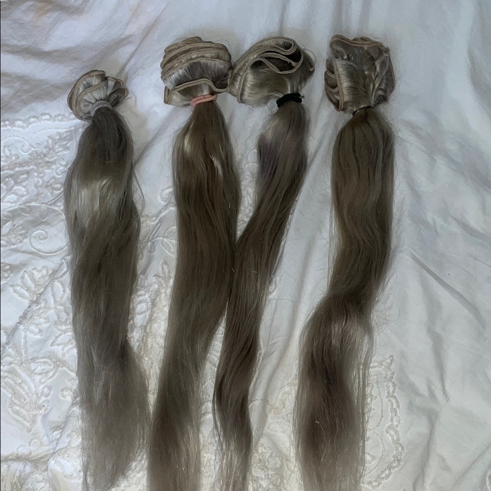 Gray Hair Wigs Extensions Smooth Texture
